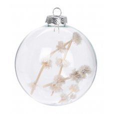 Χριστουγεννιάτικη Μπάλα Γυάλινη Διάφανη - Γυψοφίλη (10cm)